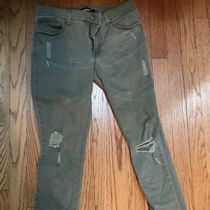Army Green Ripped Jeans, size 4